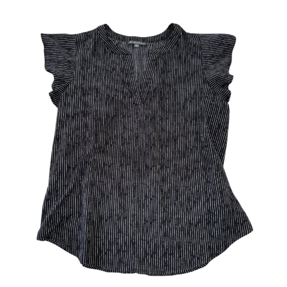 Adrianna Papell Women Medium Black White Vertical Pin Stripe Blouse